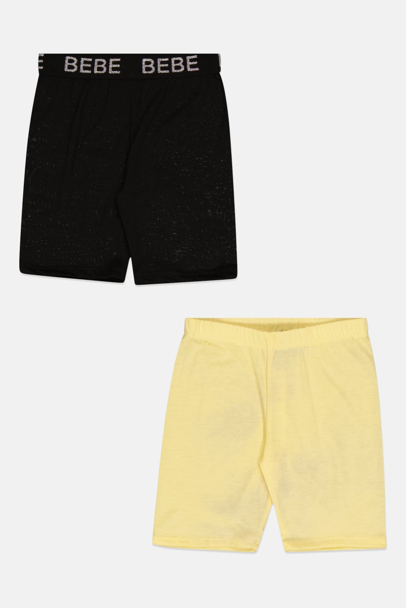 bebe Kids Girl 2 Pieces Brand Logo Shorts, Multicolor - Image 2