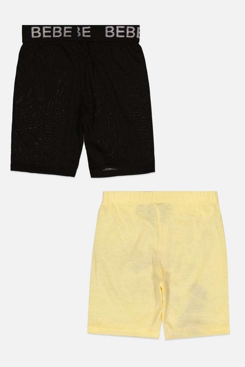 bebe Kids Girl 2 Pieces Brand Logo Shorts, Multicolor - Image 3