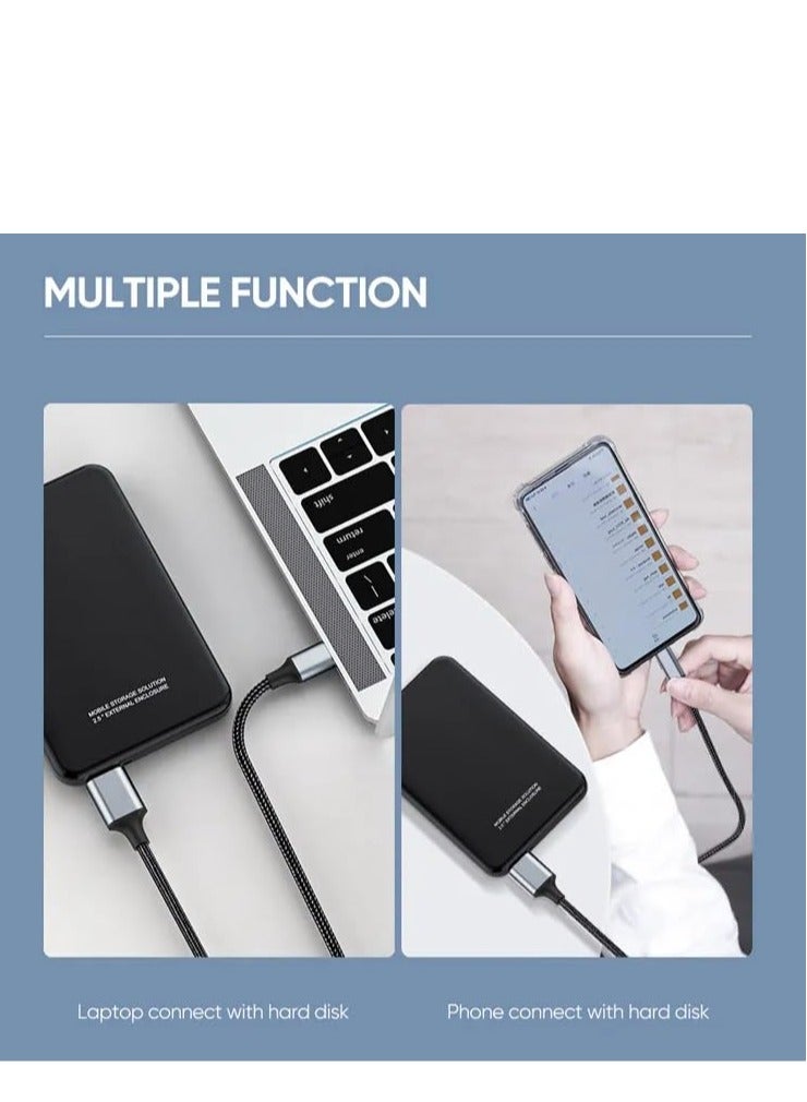 USB Micro B to USB Type C Cable 5 Gbps Fast Data Transfer Cord 3A Quick Charge Compatible with MacBook, iPad, Galaxy S24, Laptop, External Hard Drive - Nylon Black Wire 1.5 M / 4.9 Feet  - Image 4