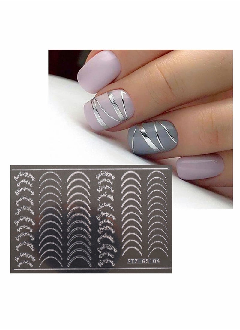 Excefore Nail Art Stickers, Decals Metal Line Nail Supply Rose Gold 3D Self-Adhesive Nail Decals Metal Curve Stripe Lines Design DIY Letter Nail Sticker Adhesive Decoration Foil Accessory 6 Sheet  - Image 3
