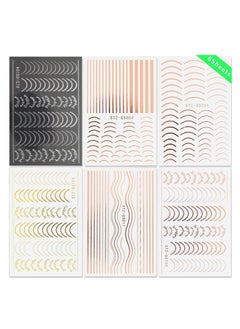 Excefore Nail Art Stickers, Decals Metal Line Nail Supply Rose Gold 3D Self-Adhesive Nail Decals Metal Curve Stripe Lines Design DIY Letter Nail Sticker Adhesive Decoration Foil Accessory 6 Sheet  - Image 2