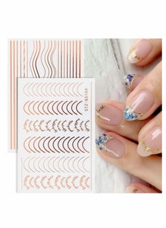 Excefore Nail Art Stickers, Decals Metal Line Nail Supply Rose Gold 3D Self-Adhesive Nail Decals Metal Curve Stripe Lines Design DIY Letter Nail Sticker Adhesive Decoration Foil Accessory 6 Sheet  - Image 4