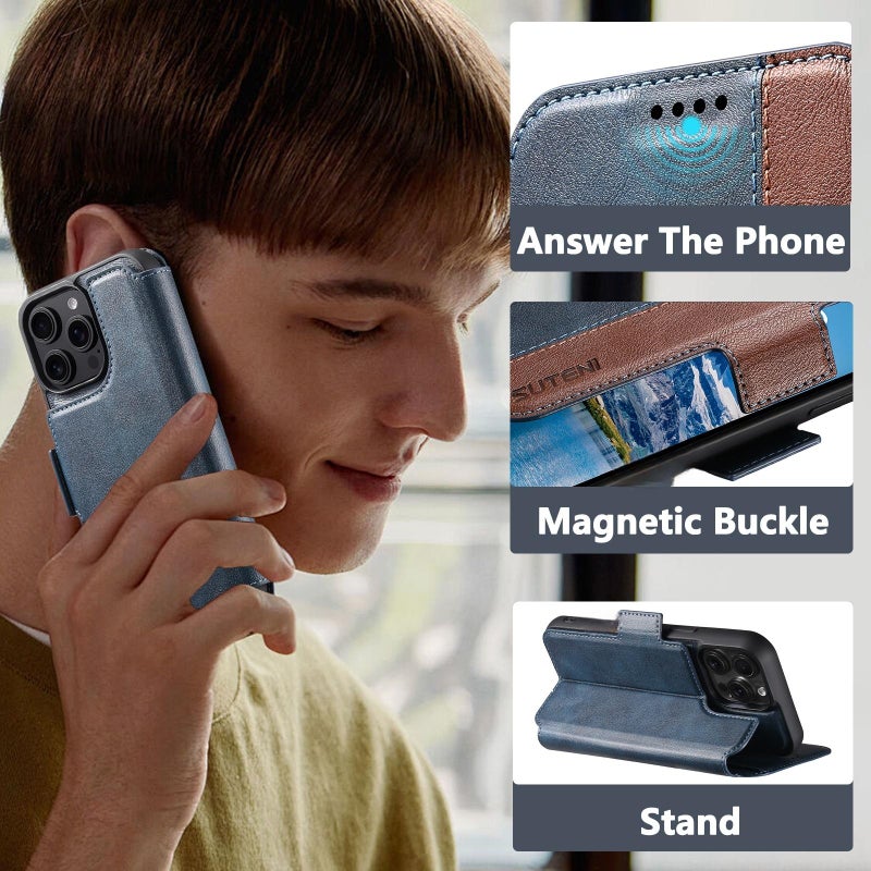 Suteni For Iphone Air Q07 2-In-1 Multi-Function Detachable Wallet Magsafe Phone Case(Blue) - Image 5