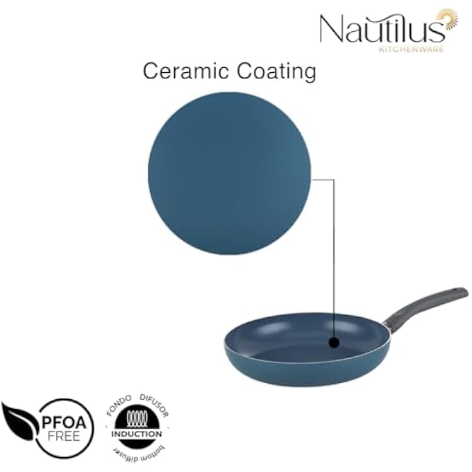 Nautilus Kitchenware Frypan 22Cm Press Aluminium Coating Frying Pan Pfoa Free Dishwasher Safe Skillet Handle Cookware  Blue - Image 4