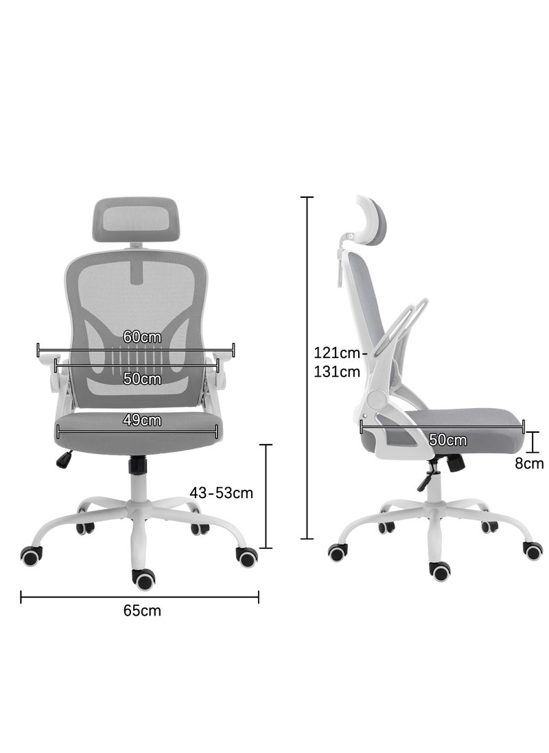 AnneFish - Ergonomic Mesh Office Chair Adjustable Lumbar Comfortable High Back Executive Swivel Computer Office Chair with Flip-up Armrests Comfortable Headrest - Image 1
