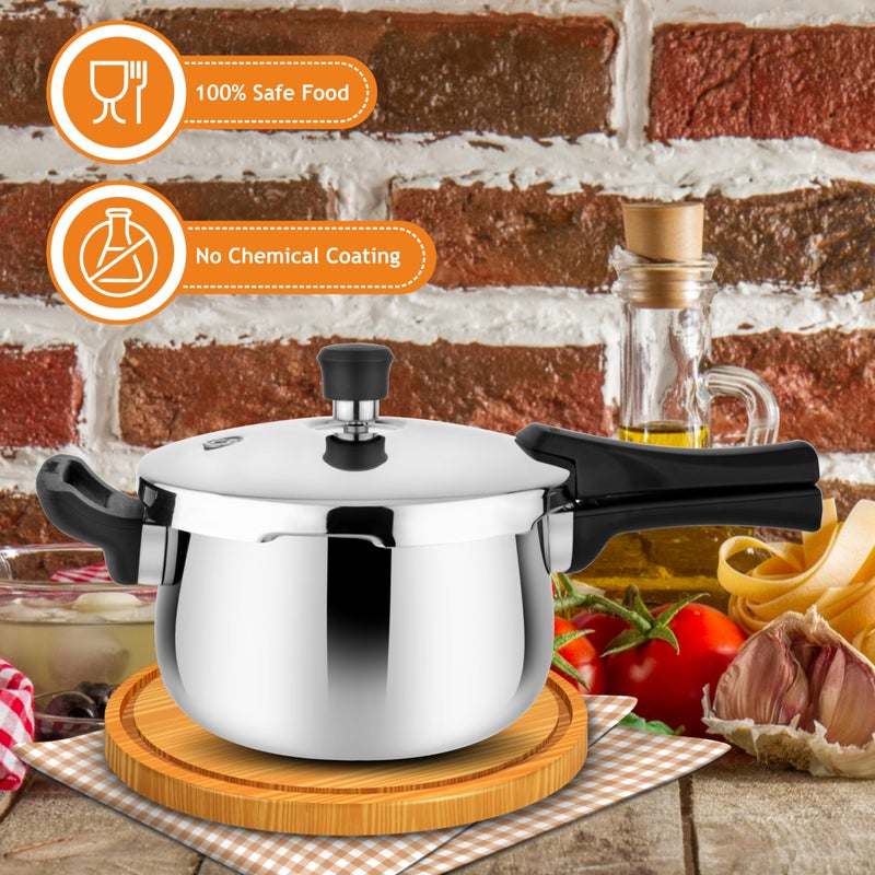 Prabha Stainless Steel Tri-Ply Kalash Pressure Cooker, 6L, Isi Certified, Best For Home & Kitchen, Bakelite Handle, 5 Year Manufacturer Warranty - Image 5