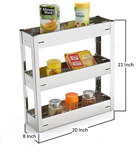 KEEPWELL Pull Out Drawers Shelf Kitchen Rack Modular Kitchen Drawer Multipurpose Utensils Holder Kitchen Trolley Kitchen Cabinet GOLD 8X20X21 Inch - Image 2