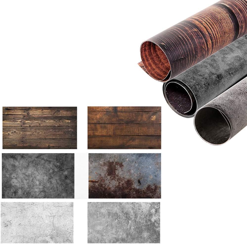 الرائد Al Raied Selens Flat Lay Background Paper 3 Pack Wood And Cement Photography Backdrops