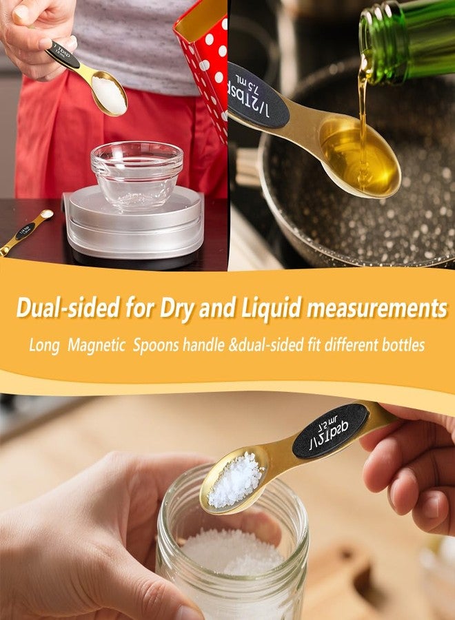 Foyucool Gold Measuring Cups and Spoons, Set of 13, Including 8 Dual Sided Magnetic Measuring Spoons set with Leveler, 5 Measuring Cups, Stainless Steel Kitchen Gadgets for Liquid & Dry Ingredients - Image 4