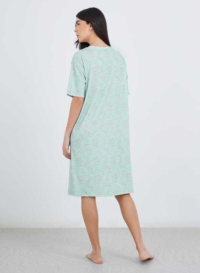 Styli Graphic Print Short Sleeve Sleep T-Shirt - Image 4