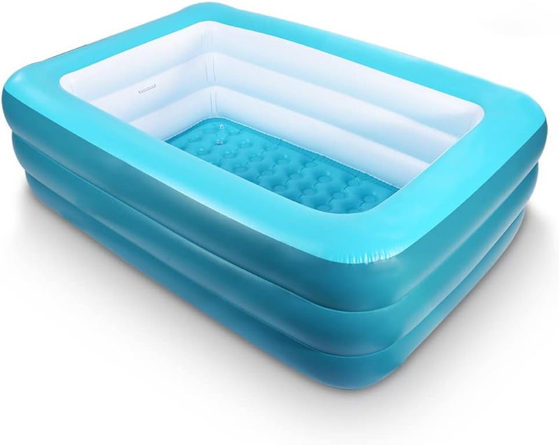XFlated Inflatable Pools for Kids and Adults, 82" X 57" X 25" Kiddie Pools with Inflatable Soft Floor, Durable Family Swimming Pool for Backyard, Garden or Indoor (Green) - Image 1