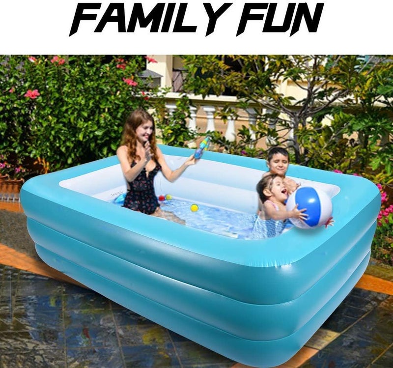 XFlated Inflatable Pools for Kids and Adults, 82" X 57" X 25" Kiddie Pools with Inflatable Soft Floor, Durable Family Swimming Pool for Backyard, Garden or Indoor (Green) - Image 3
