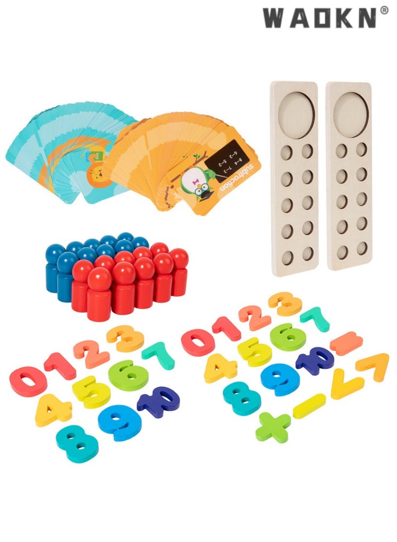 WAOKN Colorful Educational Math Toy, Numerical Addition and Subtraction Counter, Early Learning Color Recognition Board, Ideal for Enhancing Basic Arithmetic, Perfect for Preschoolers and Young Learners  - Image 1