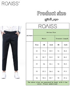 roaiss Men Ankle Length Business Suit Pants Simple Classic Slim Casual Trousers  - Image 3