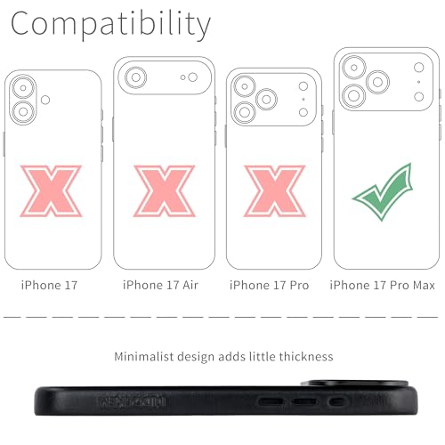 Dockem Genuine Leather Case for iPhone 17 Pro Max Compatible with MagSafe with Capacitive Camera Control Button MSGL Black - Image 3