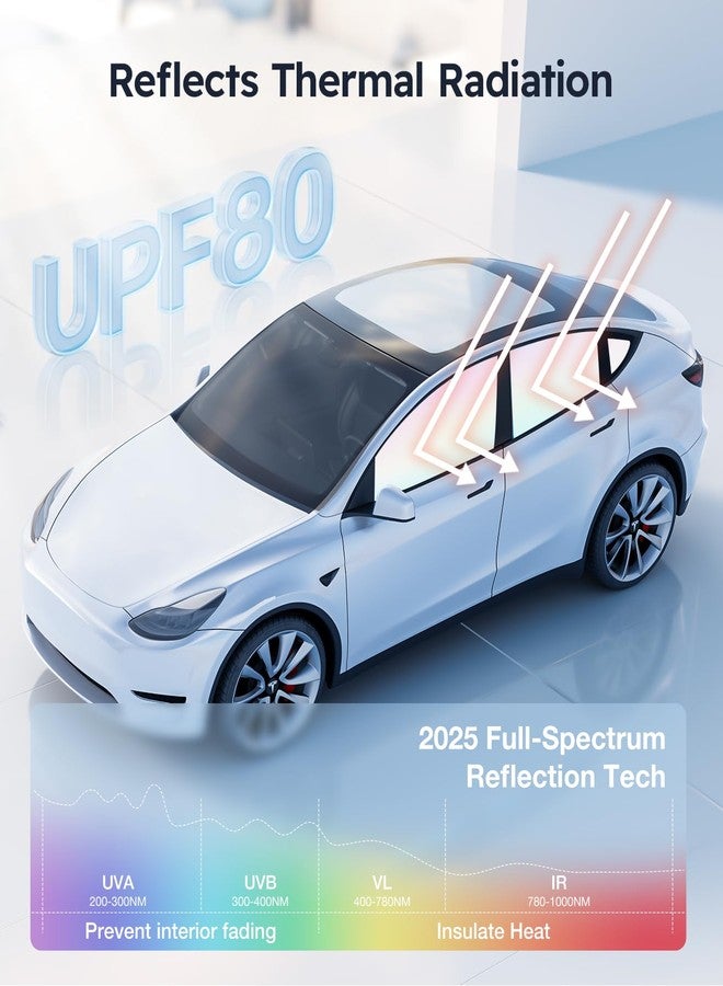 Wigoo 2025 Upgrade Tesla Model 3 Side Window Sunshade [Ice-Crystal Cool, Suction No-Fall] Sun Block for Baby & Camping & Privacy Napping, 6PCS No Rear and Front Windshield for Model 3 2024-2026 - Image 3