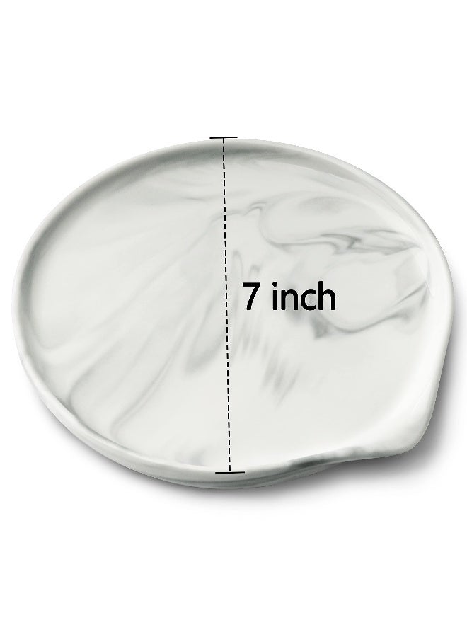 Roeveca Oversized Spoon Rest,Ceramic Spoon Rest for Kitchen Counter Dishwasher Safe Marble Decor Spoon Holder for Kitchen,7 Inches - Image 4