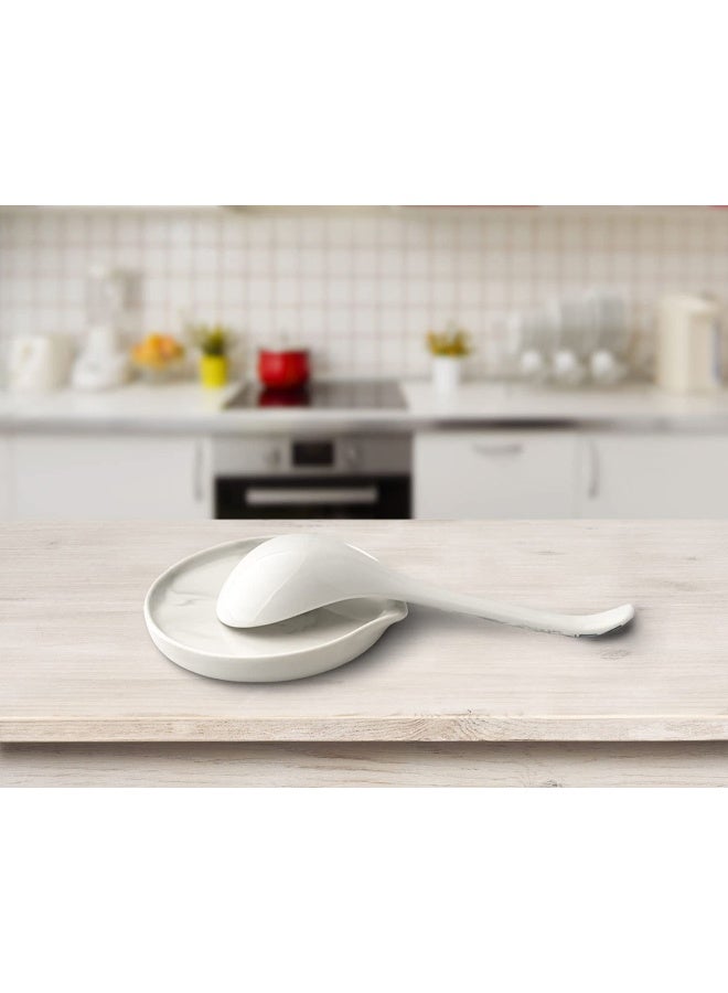 Roeveca Oversized Spoon Rest,Ceramic Spoon Rest for Kitchen Counter Dishwasher Safe Marble Decor Spoon Holder for Kitchen,7 Inches - Image 3