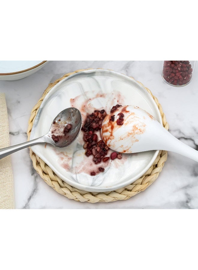 Roeveca Oversized Spoon Rest,Ceramic Spoon Rest for Kitchen Counter Dishwasher Safe Marble Decor Spoon Holder for Kitchen,7 Inches - Image 2