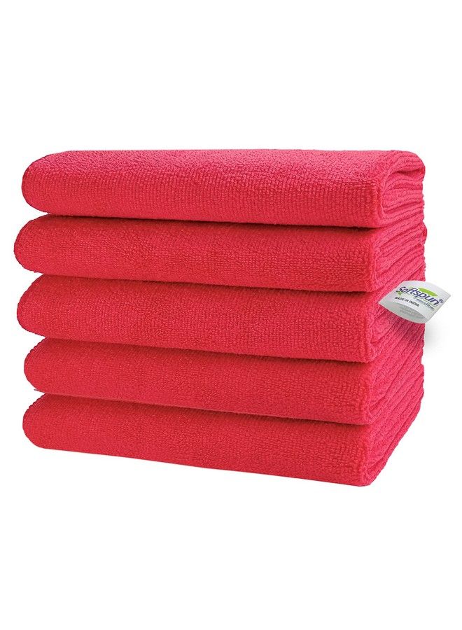 SOFTSPUN Microfiber Baby Hand & Face Wipes 30X30 Cms 5 Piece Towel Set 340 Gsm (Red) Super Soft & Silky For Hand Face And Bodyhypoallergenic Sensitive Skin Wipes & Washcloths. - Image 1