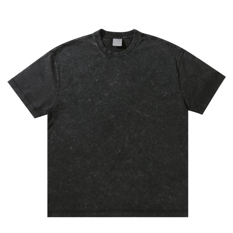 300G Vintage Dressed T-Shirt Cotton Short-Sleeved Trendy Brand Heavy American Round Neck Wash Dressed Thickened Shirt Fried Snowflake - Image 4