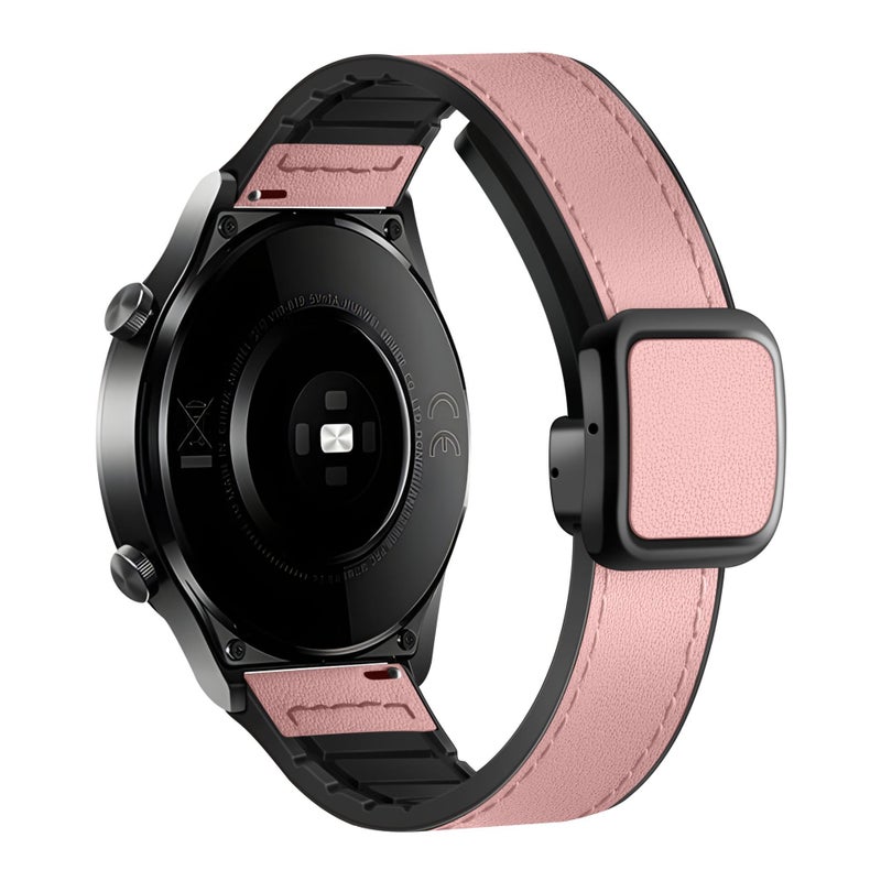 Crazy Horse Textured Magnetic Silicone Leather Watch Strap 18/20/22mm Compatible with Huawei Watch 5, Samsung Watch 6, Xiaomi Band 9 Pro/8 Pro and Redmi Watch 5/4 - Image 1