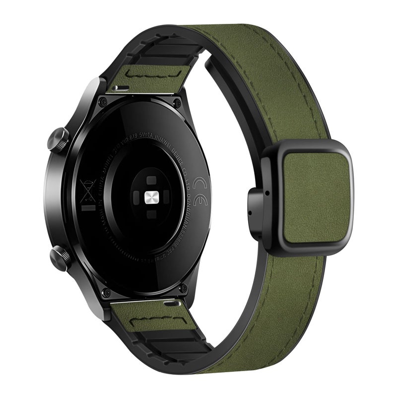 Crazy Horse Textured Magnetic Silicone Leather Watch Strap 18/20/22mm Compatible with Huawei Watch 5, Samsung Watch 6, Xiaomi Band 9 Pro/8 Pro and Redmi Watch 5/4 - Image 4