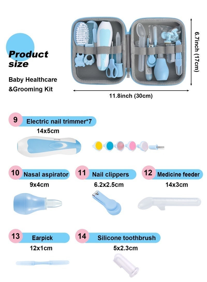Hirospace 20 in 1 Baby Healthcare & Grooming Kit， Complete Baby Nursery Care Set with Electric Nail Trimmer, Cartoon Dinosaur Tote Case, Newborn Essentials for Infants & Toddlers - Image 2