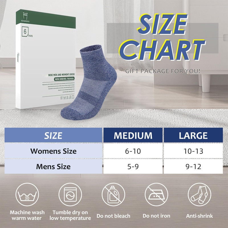 Bulinlulu Diabetic Socks for Men Women,6 Pairs Non Binding Ankle Diabetic Socks for Women Men Size 7-9 9-11(Light Dark-Large) - Image 5