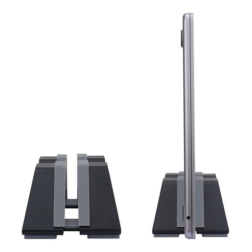 Psitek Adjustable Vertical Laptop Stand - Aluminum, Universal Fit for All Laptops (10-30mm Thickness) - Fashion Design, Adjustable Width, Anti-Slip & Scratch-Resistant, Patented Design - Image 1