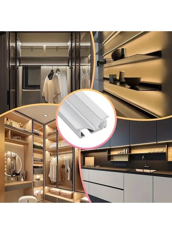 Marine 8pcs 3.3ft 1m 45 Degree Oblique Luminous LED Channel Concealed Cabinet Light Wardrobe Light Black Aluminum With White Cover Opal Lamp Shade Aluminum Housing Track Suitable For 5mm Wide LED Strip - Image 5