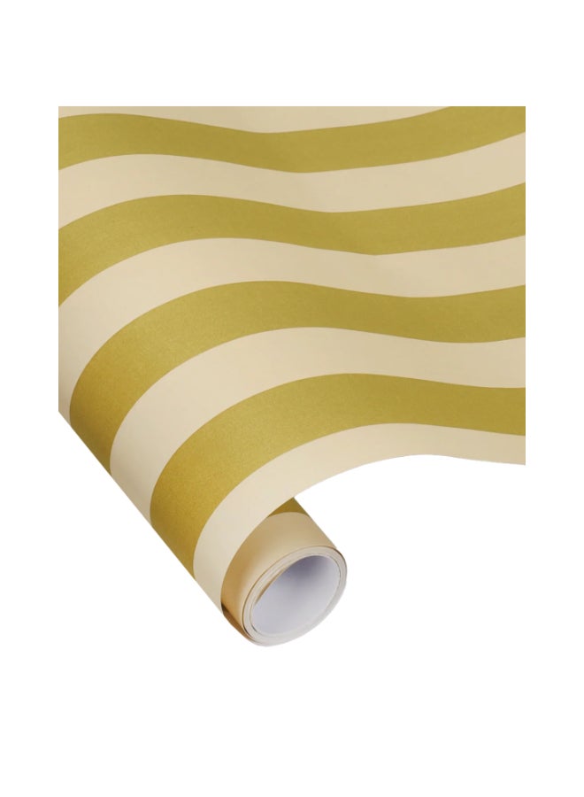KadoDesign Striped Wrapping Paper Roll - Vanilla Cream and Seaweed Green - Image 2