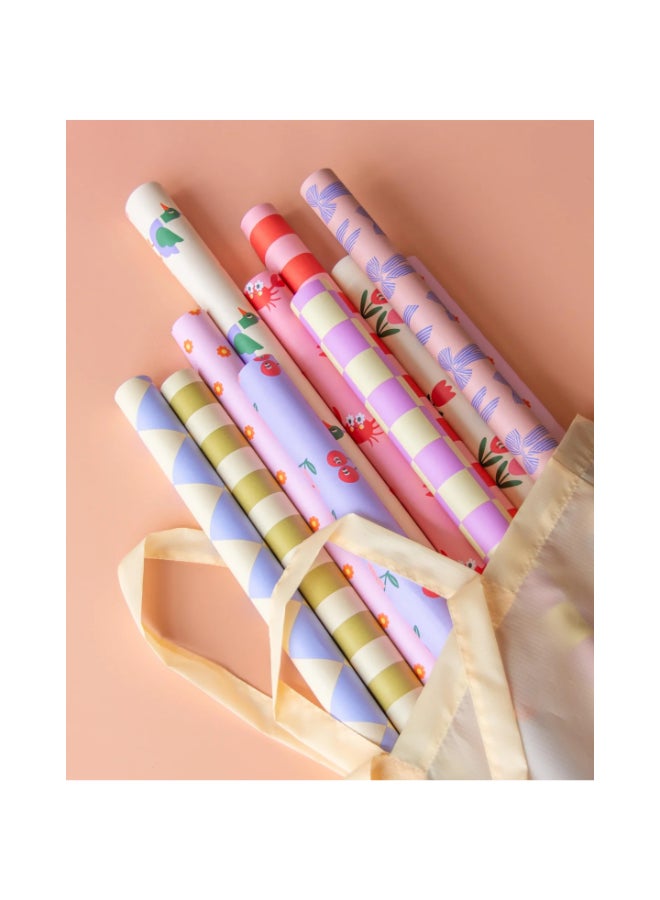 KadoDesign Striped Wrapping Paper Roll - Vanilla Cream and Seaweed Green - Image 3