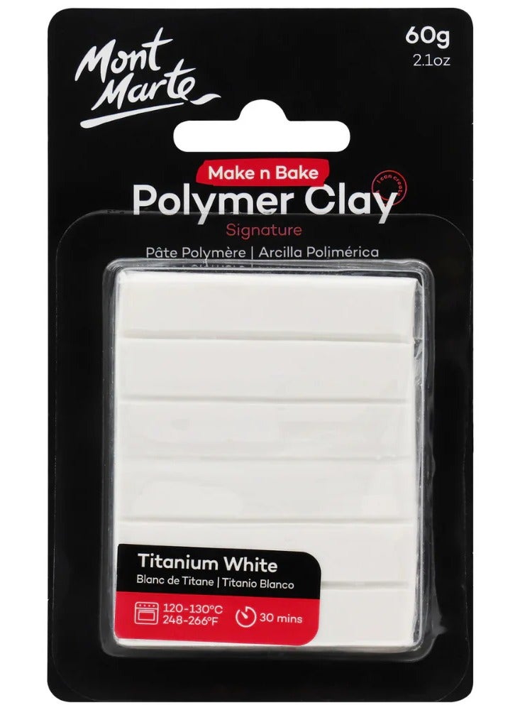 Mont Marte Make And Bake Polymer Clay 60gm Content Titanium White - Image 1