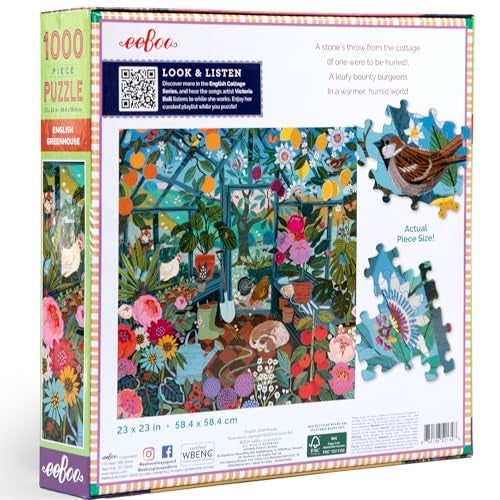 eeBoo 1000 Piece Puzzle English Greenhouse Jigsaw Puzzle for Adults Square 23 x 23 Made with Recycled Board VegetableBased Ink - Image 5