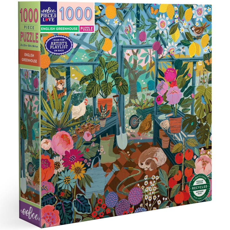 eeBoo 1000 Piece Puzzle English Greenhouse Jigsaw Puzzle for Adults Square 23 x 23 Made with Recycled Board VegetableBased Ink - Image 3