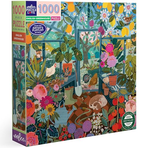 eeBoo 1000 Piece Puzzle English Greenhouse Jigsaw Puzzle for Adults Square 23 x 23 Made with Recycled Board VegetableBased Ink - Image 1