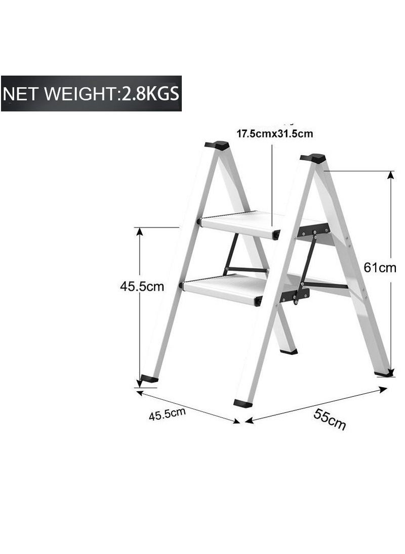 SUNRISE - 2 Steps Ladder Aluminum Folding Step Stool With Anti Slip Sturdy And Wide Pedal Light weight Portable Multi Use Stepladder For Home And Kitchen Use Space Saving - Image 1