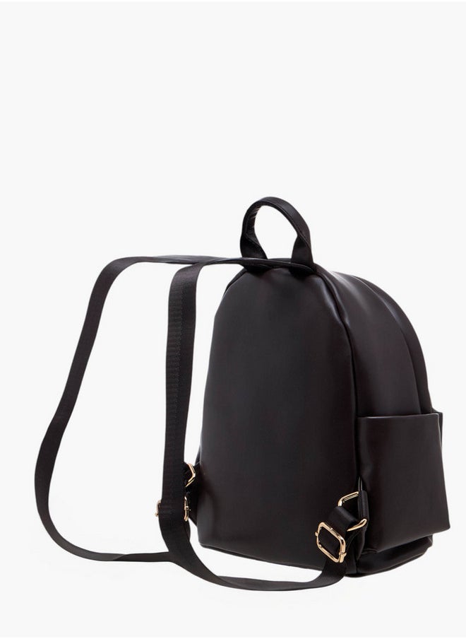 Flora Bella By Shoexpress Monogram Print Backpack with Zip Closure and Detachable Strap - 27x32x14 cm  - Image 3