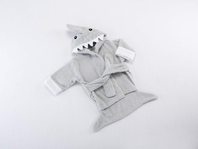 Baby Aspen Gray Shark Hooded Towel Robe, Let The Fin Begin Shower Gifts 0-9 Months, Bath Towel/Spa Robe - Image 5