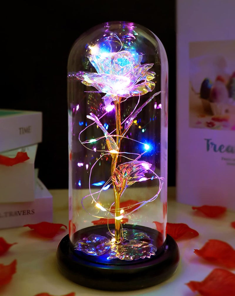 Fvawe Plastic Birthday Gifts for Mom, Gifts for Girlfriend, Colorful Galaxy Flower Rose Gift for Women Wife, Wedding, Christmas, Birthday, Thanksgiving Gift for Her, Romantic for Wife Women - Image 1