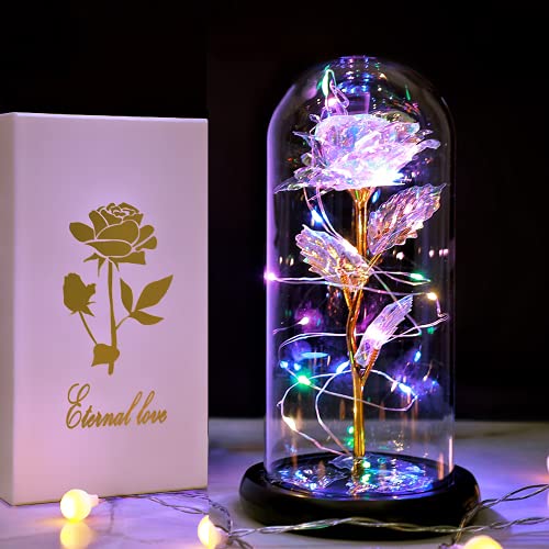 Fvawe Plastic Birthday Gifts for Mom, Gifts for Girlfriend, Colorful Galaxy Flower Rose Gift for Women Wife, Wedding, Christmas, Birthday, Thanksgiving Gift for Her, Romantic for Wife Women - Image 4