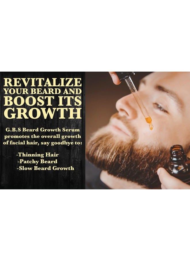 G.B.S - Men's Beard Grooming Kit - Beard Oil, Growth Serum with Biotin, Balm, Brush and Comb Gift Set - Image 1