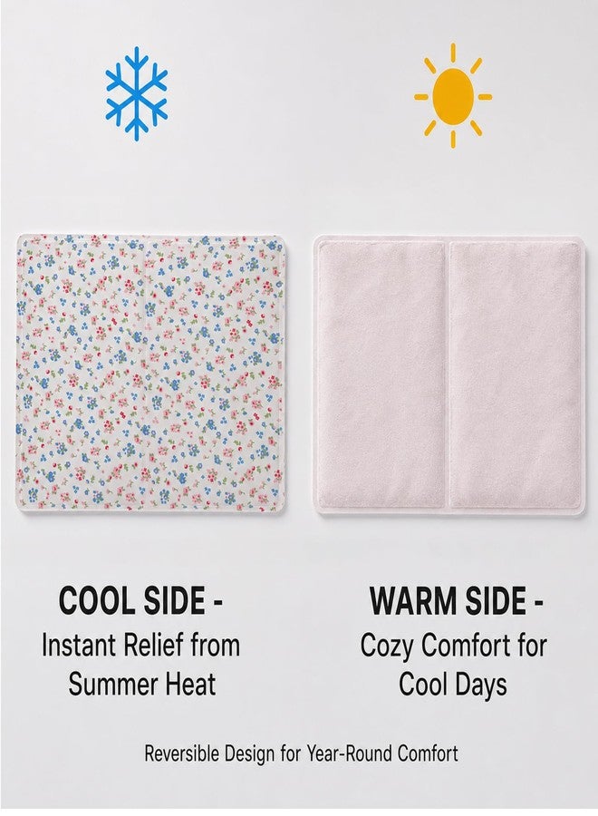 Cozeoa 30x40cm Cute Floral Cooling Gel Pad with Soft Fleece Back, Reversible Summer Cooling Cushion for Office Chair, Car Seat, Bed, Couch, No Freeze Needed, Washable Cover, Dual-Sided Use - Image 2