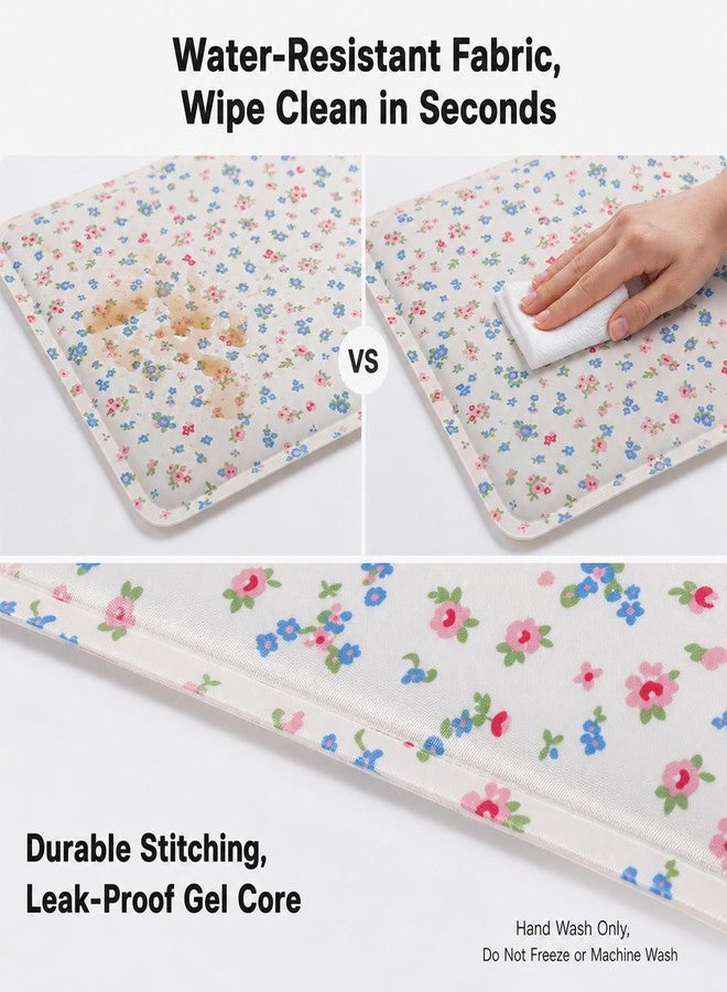 Cozeoa 30x40cm Cute Floral Cooling Gel Pad with Soft Fleece Back, Reversible Summer Cooling Cushion for Office Chair, Car Seat, Bed, Couch, No Freeze Needed, Washable Cover, Dual-Sided Use - Image 5