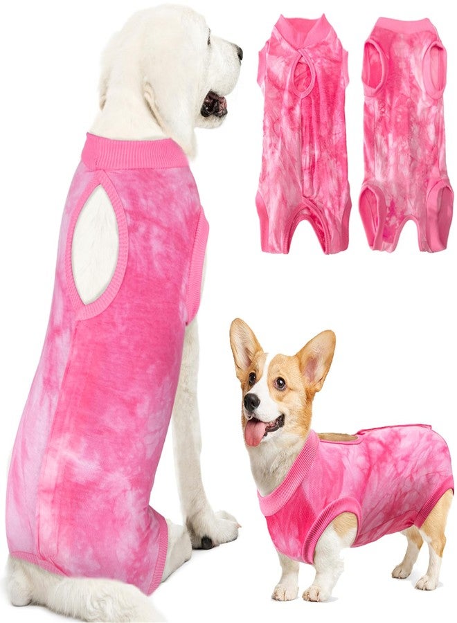 Lukovee Recovery Suit for Dogs, Onesie Surgery Recovery Suit for Female Male Dogs, Abdominal Wounds Cone E-Collar Alternative Prevent Licking Spay Recovery Suit (Pink,Medium) - Image 1