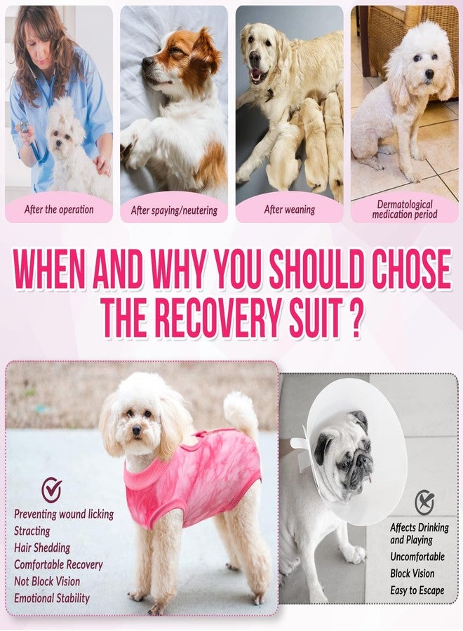 Lukovee Recovery Suit for Dogs, Onesie Surgery Recovery Suit for Female Male Dogs, Abdominal Wounds Cone E-Collar Alternative Prevent Licking Spay Recovery Suit (Pink,Medium) - Image 3