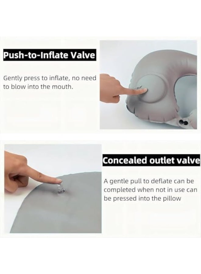 وسادة عنق قابلة للنفخ - مريحة على شكل حرف U، خفيفة الوزن، دعم مثالي للعنق، مناسبة للأطفال والبالغين، مثالية للسفر والطائرات (رسومات بنفسجية) - Image 2