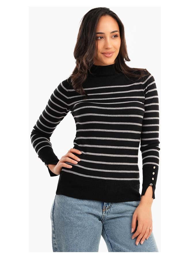 Carina Pullover with Horizontal Stripes - Image 1