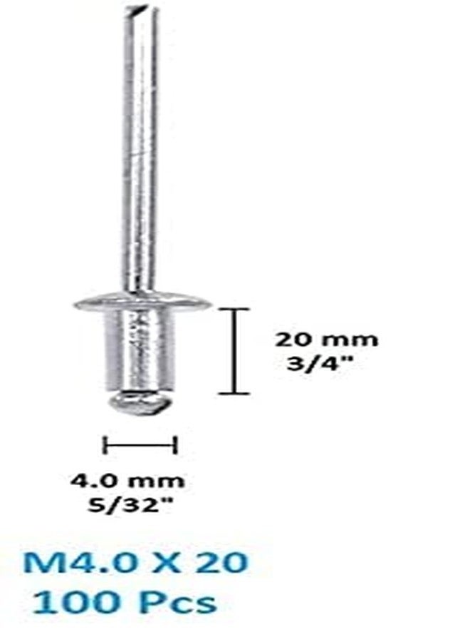 RKGD 4mm x 12mm (5/32" X 1/2") Aluminium Blind (POP) Rivet Metal Rivets for Riveting (Pack of 100 Pcs) - Image 2